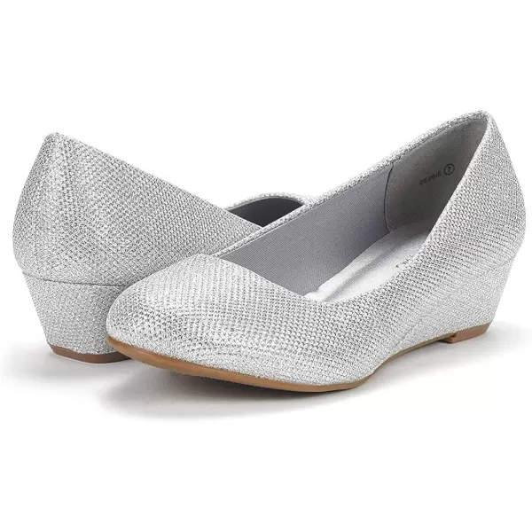 imageDREAM PAIRS Womens Debbie Mid Wedge Heel Pump ShoesSilver Glitter