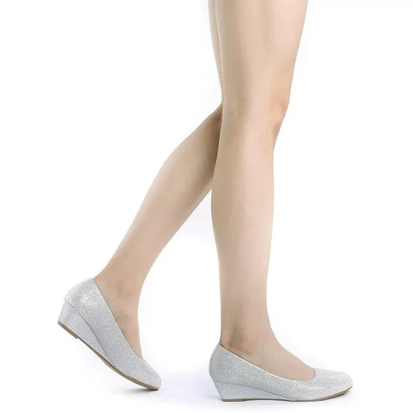 imageDREAM PAIRS Womens Debbie Mid Wedge Heel Pump ShoesSilver Glitter