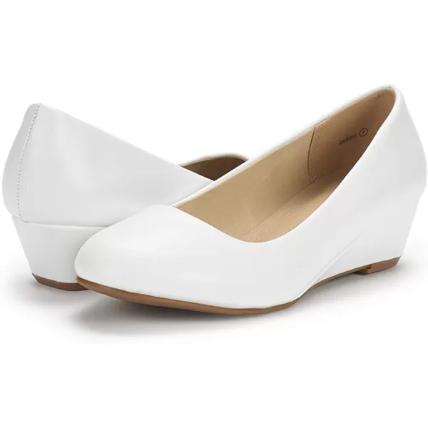 imageDREAM PAIRS Womens Debbie Mid Wedge Heel Pump ShoesWhite Pu