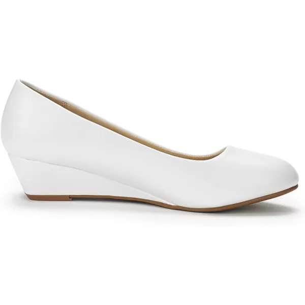 imageDREAM PAIRS Womens Debbie Mid Wedge Heel Pump ShoesWhite Pu