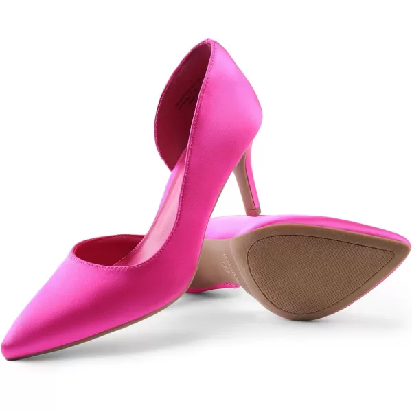 imageDREAM PAIRS Womens Dress High Heels Pumps Closed Pointed Toe Stiletto DOrsay Shoes for Wedding PartyHot Pinksatin