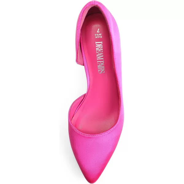 imageDREAM PAIRS Womens Dress High Heels Pumps Closed Pointed Toe Stiletto DOrsay Shoes for Wedding PartyHot Pinksatin