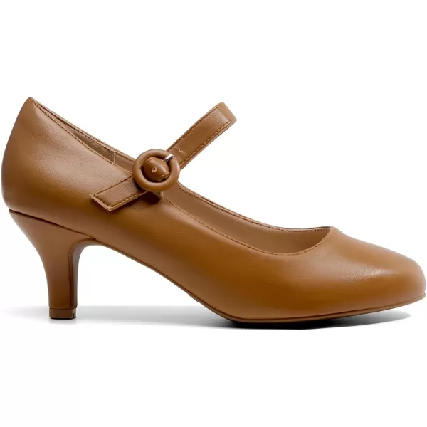 imageDREAM PAIRS Womens Dress Mary Jane Shoes Low Kitten Heels Closed Round Toe Comfortable Pumps Shoes for Wedding Dancing OfficeTan