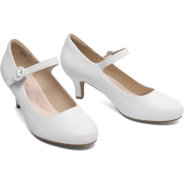 imageDREAM PAIRS Womens Dress Mary Jane Shoes Low Kitten Heels Closed Round Toe Comfortable Pumps Shoes for Wedding Dancing OfficeWhite