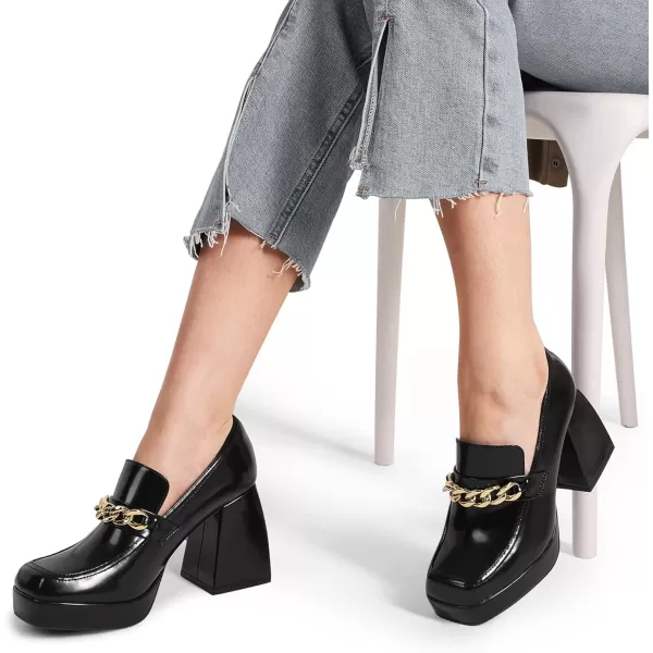 imageDREAM PAIRS Womens Dressy Chunky Loafers with Low Block Heels Comfort Platform Business Casual Pumps for Office and WorkBlack