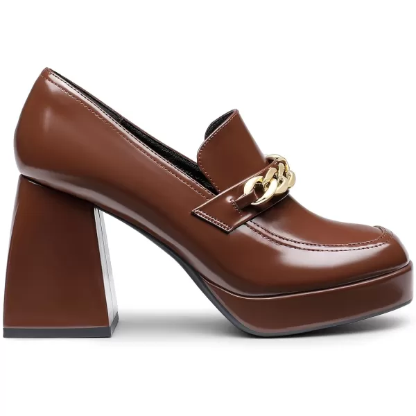 imageDREAM PAIRS Womens Dressy Chunky Loafers with Low Block Heels Comfort Platform Business Casual Pumps for Office and WorkBrown