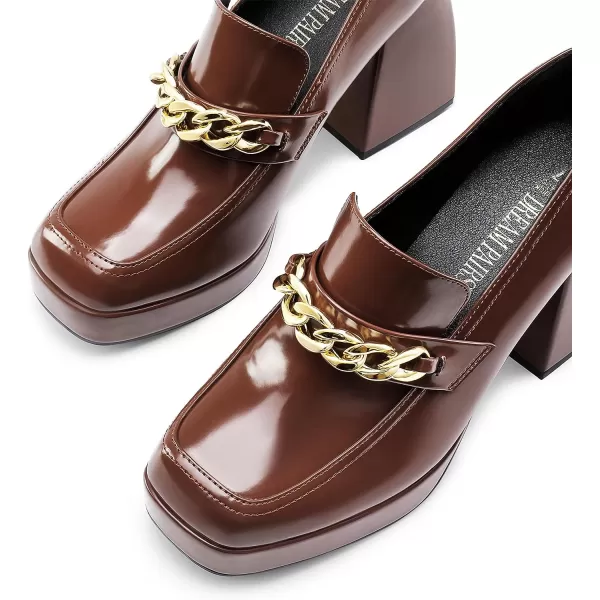 imageDREAM PAIRS Womens Dressy Chunky Loafers with Low Block Heels Comfort Platform Business Casual Pumps for Office and WorkBrown
