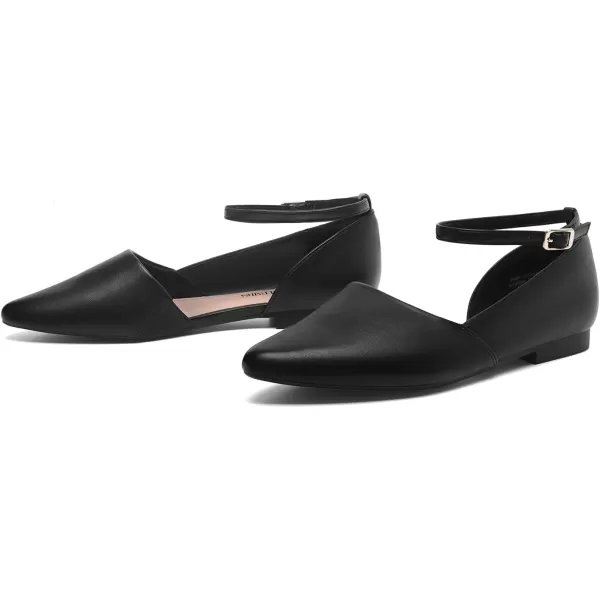 imageDREAM PAIRS Womens Dressy Flats Comfortable Pointed Toe Business Casual Shoes with Detachable Ankle StrapBlack
