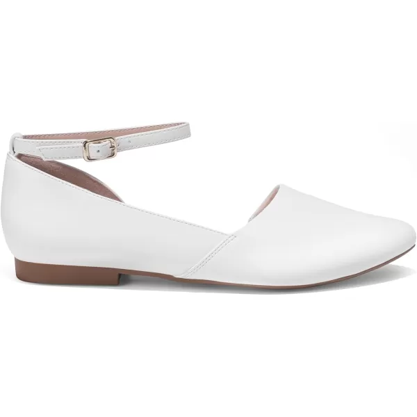 imageDREAM PAIRS Womens Dressy Flats Comfortable Pointed Toe Business Casual Shoes with Detachable Ankle StrapWhite