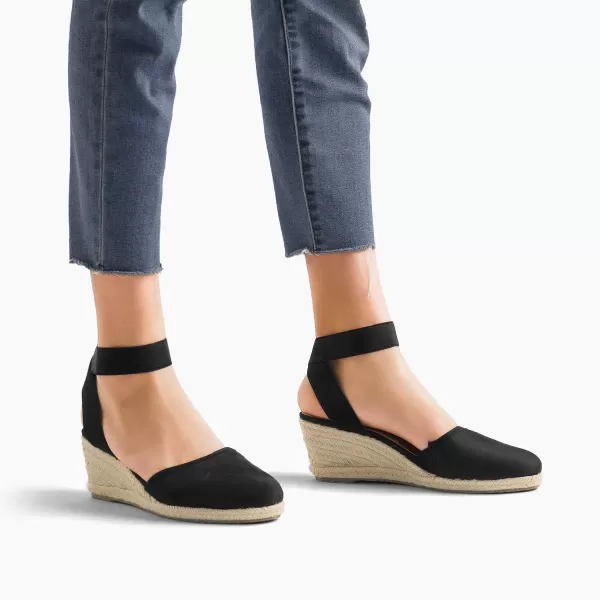 imageDREAM PAIRS Womens Elastic Ankle Strap Espadrilles Wedge SandalsBlack