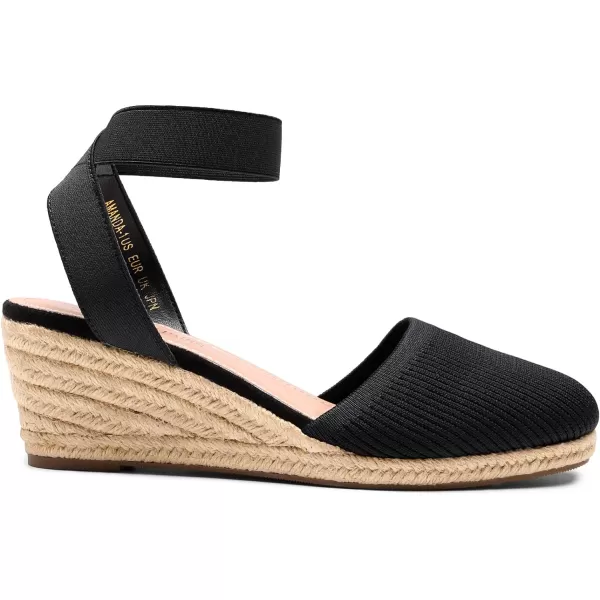 imageDREAM PAIRS Womens Elastic Ankle Strap Espadrilles Wedge SandalsBlackknit