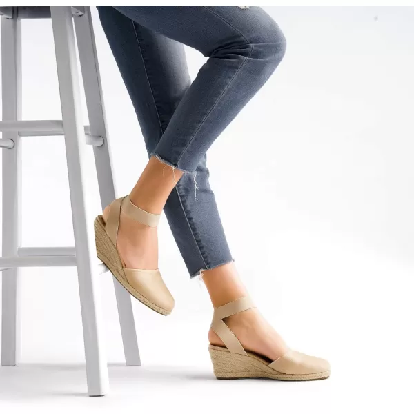 imageDREAM PAIRS Womens Elastic Ankle Strap Espadrilles Wedge SandalsNude