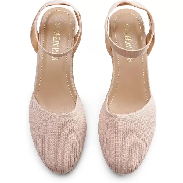 imageDREAM PAIRS Womens Elastic Ankle Strap Espadrilles Wedge SandalsPinkknit