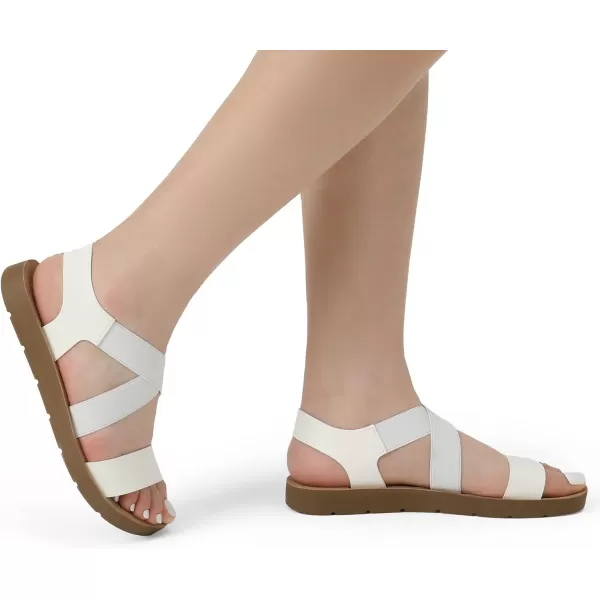 imageDREAM PAIRS Womens Elastic Ankle Strap Flat Sandals Summer Dressy Shoes Cute Strappy Gladiator SandalsWhite2