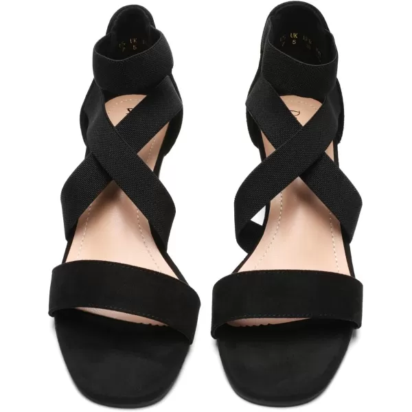 imageDREAM PAIRS Womens Elastic Ankle Strap Low Wedge SandalsBlack