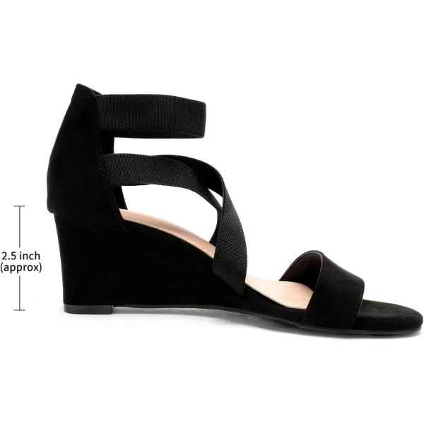 imageDREAM PAIRS Womens Elastic Ankle Strap Low Wedge SandalsBlack