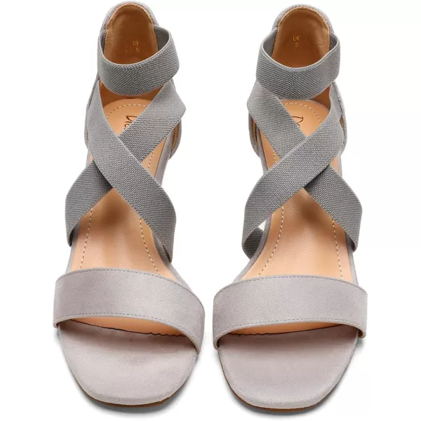 imageDREAM PAIRS Womens Elastic Ankle Strap Low Wedge SandalsGrey