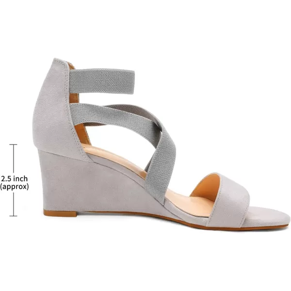 imageDREAM PAIRS Womens Elastic Ankle Strap Low Wedge SandalsGrey
