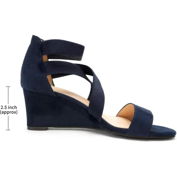 imageDREAM PAIRS Womens Elastic Ankle Strap Low Wedge SandalsNavy