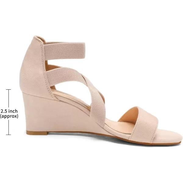 imageDREAM PAIRS Womens Elastic Ankle Strap Low Wedge SandalsNude
