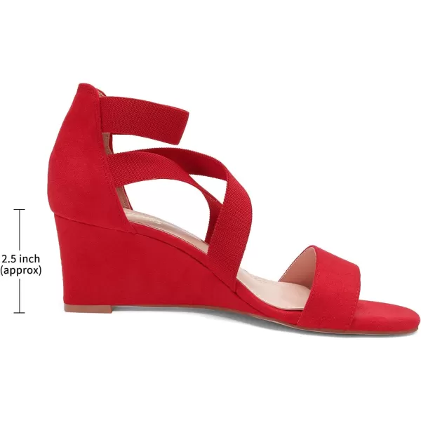 imageDREAM PAIRS Womens Elastic Ankle Strap Low Wedge SandalsRed