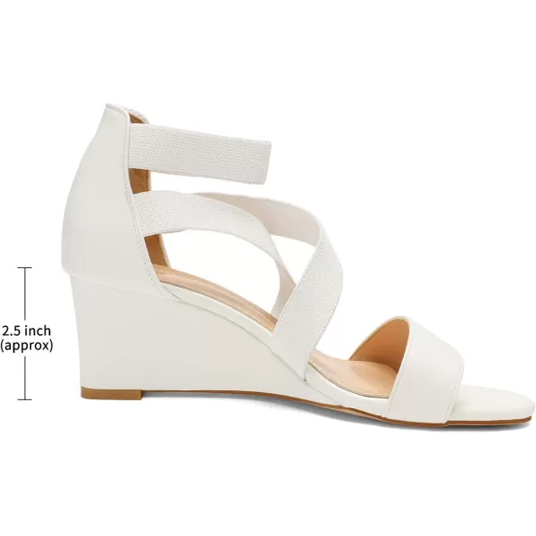 imageDREAM PAIRS Womens Elastic Ankle Strap Low Wedge SandalsWhite
