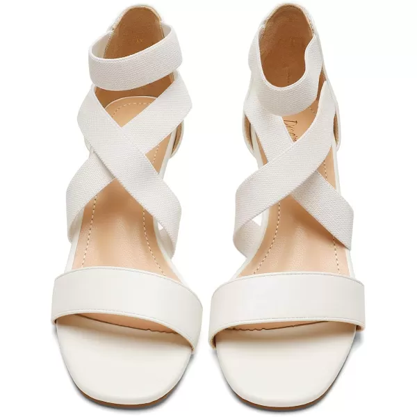 imageDREAM PAIRS Womens Elastic Ankle Strap Low Wedge SandalsWhite