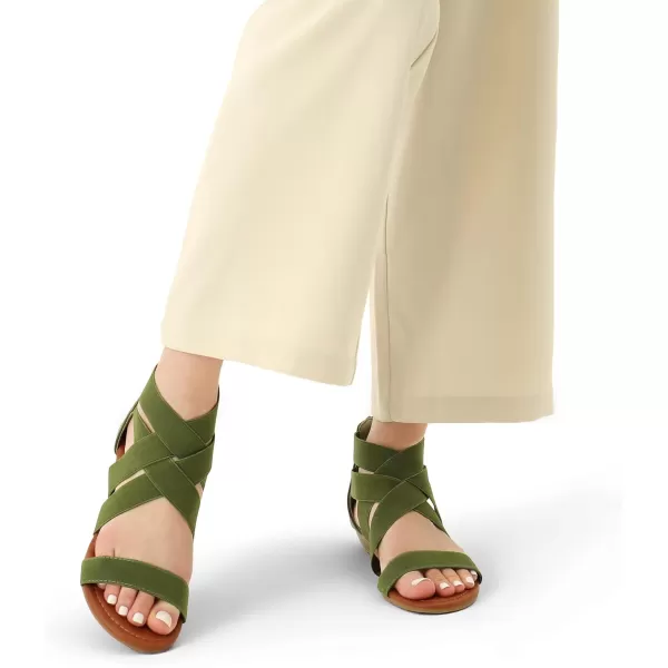 imageDREAM PAIRS Womens Elastic Ankle Strap Low Wedges SandalsArmyGreen