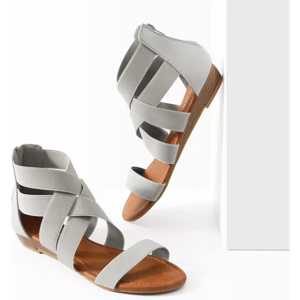 imageDREAM PAIRS Womens Elastic Ankle Strap Low Wedges SandalsGrey