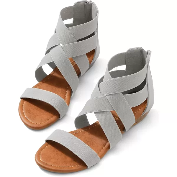 imageDREAM PAIRS Womens Elastic Ankle Strap Low Wedges SandalsGrey