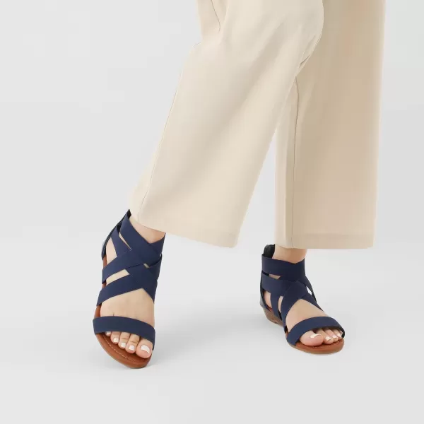 imageDREAM PAIRS Womens Elastic Ankle Strap Low Wedges SandalsNavy