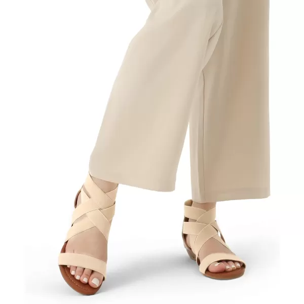 imageDREAM PAIRS Womens Elastic Ankle Strap Low Wedges SandalsNude