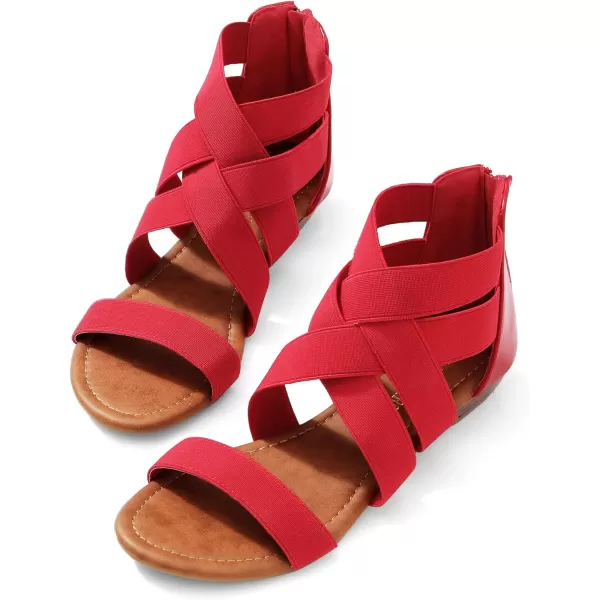 imageDREAM PAIRS Womens Elastic Ankle Strap Low Wedges SandalsRed