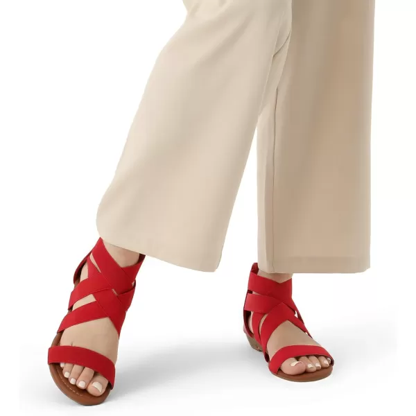 imageDREAM PAIRS Womens Elastic Ankle Strap Low Wedges SandalsRed