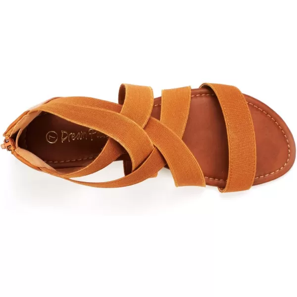 imageDREAM PAIRS Womens Elastic Ankle Strap Low Wedges SandalsTan