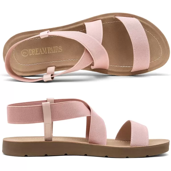 imageDREAM PAIRS Womens Elastic Ankle Strap Summer Flat SandalsBlush1