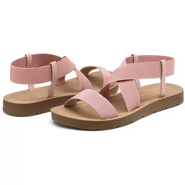 imageDREAM PAIRS Womens Elastic Ankle Strap Summer Flat SandalsBlush1