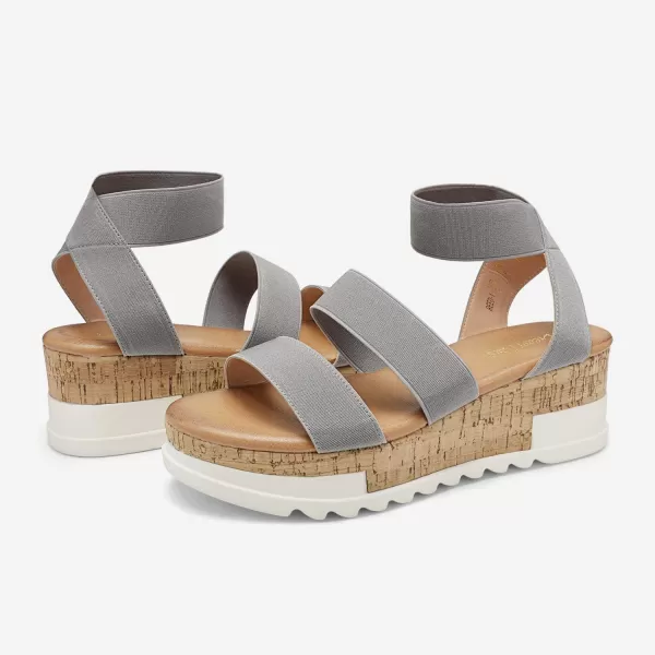 imageDREAM PAIRS Womens Elastic Ankle Strap Summer Flat SandalsGrey1