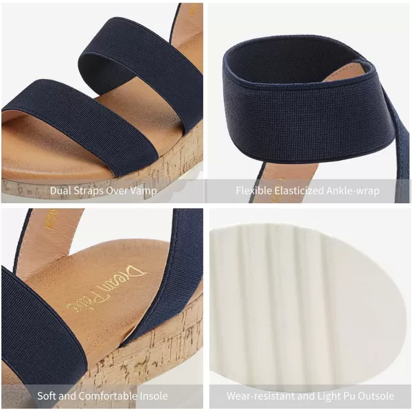 imageDREAM PAIRS Womens Elastic Ankle Strap Summer Flat SandalsNavy1