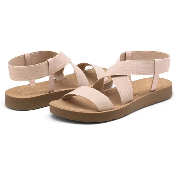 imageDREAM PAIRS Womens Elastic Ankle Strap Summer Flat SandalsNude1