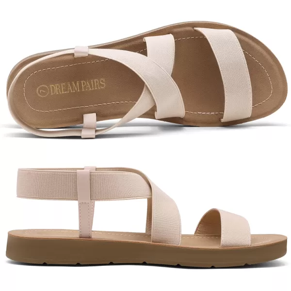 imageDREAM PAIRS Womens Elastic Ankle Strap Summer Flat SandalsNude1