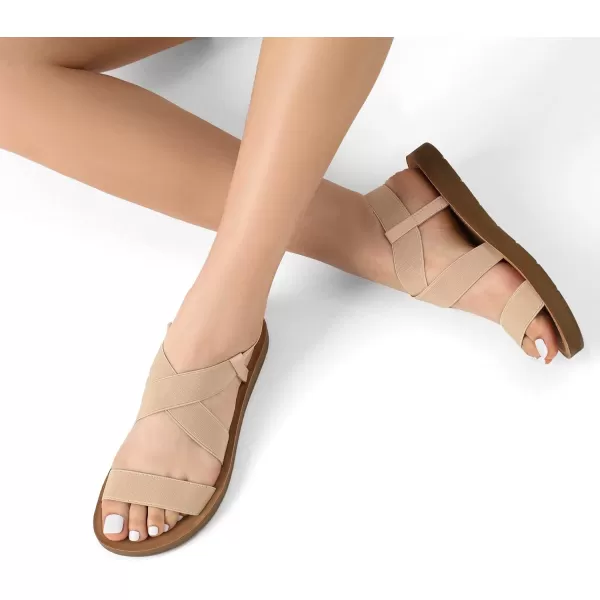 imageDREAM PAIRS Womens Elastic Ankle Strap Summer Flat SandalsNude1
