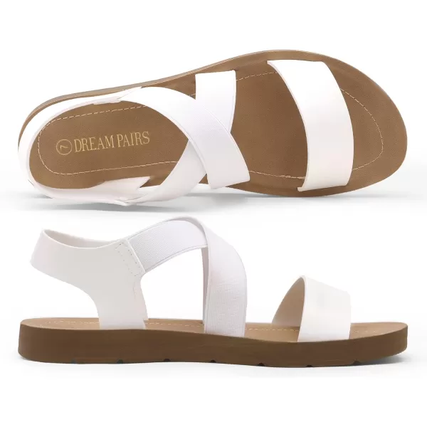 imageDREAM PAIRS Womens Elastic Ankle Strap Summer Flat SandalsWhite2