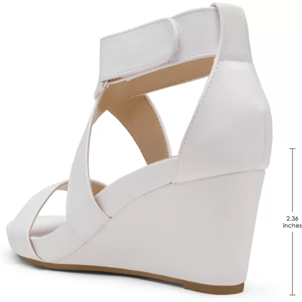 imageDREAM PAIRS Womens Elastic Ankle Strap Wedge SandalsWhitePu