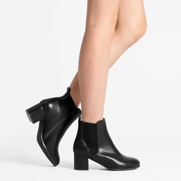 imageDREAM PAIRS Womens Elastic Gore Chelsea Boots Chunky Block Heel Ankle BootieBlackPu