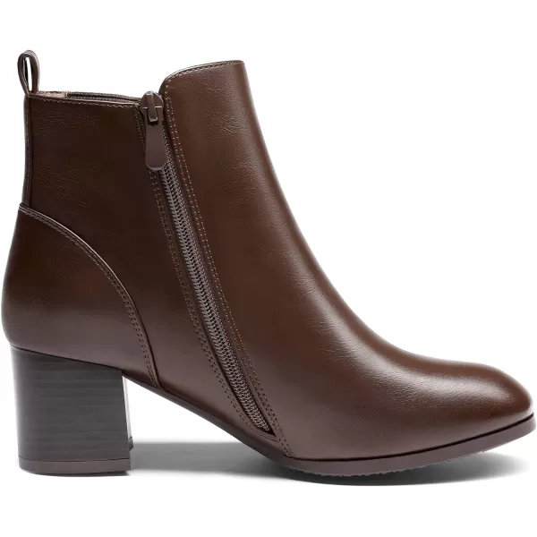 imageDREAM PAIRS Womens Elastic Gore Chelsea Boots Chunky Block Heel Ankle BootieBrownPu