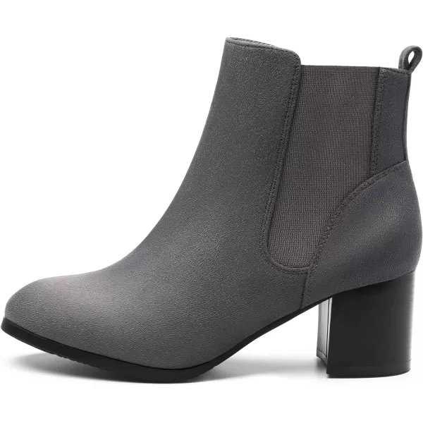 imageDREAM PAIRS Womens Elastic Gore Chelsea Boots Chunky Block Heel Ankle BootieGrey