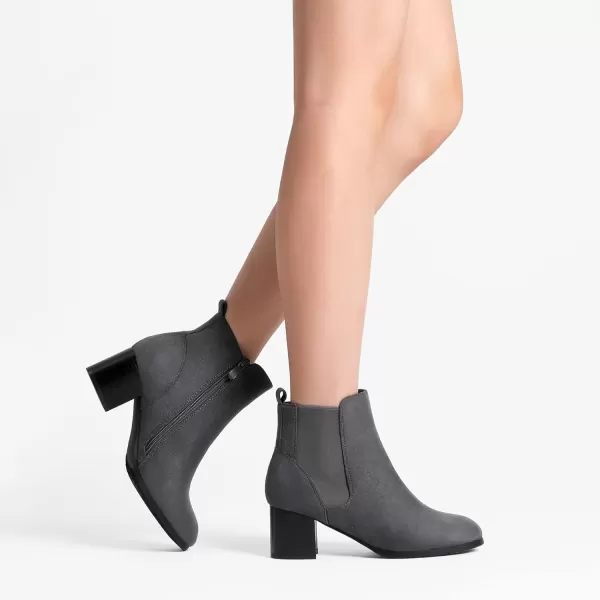 imageDREAM PAIRS Womens Elastic Gore Chelsea Boots Chunky Block Heel Ankle BootieGrey
