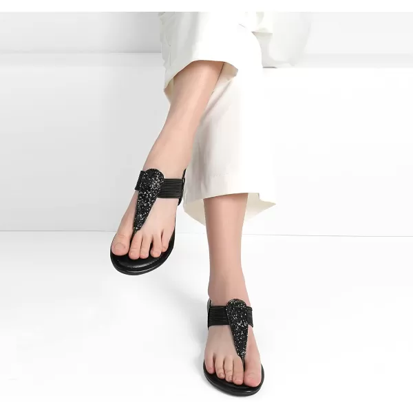 imageDREAM PAIRS Womens Elastic Strappy String Thong Ankle Strap Summer Gladiator SandalsBlack