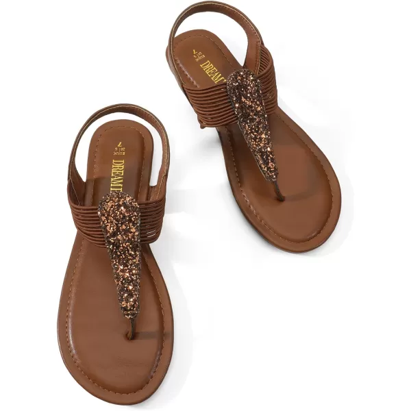 imageDREAM PAIRS Womens Elastic Strappy String Thong Ankle Strap Summer Gladiator SandalsBrown
